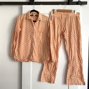 LA VIE EN ROSE Peach Pajamas Matching Set